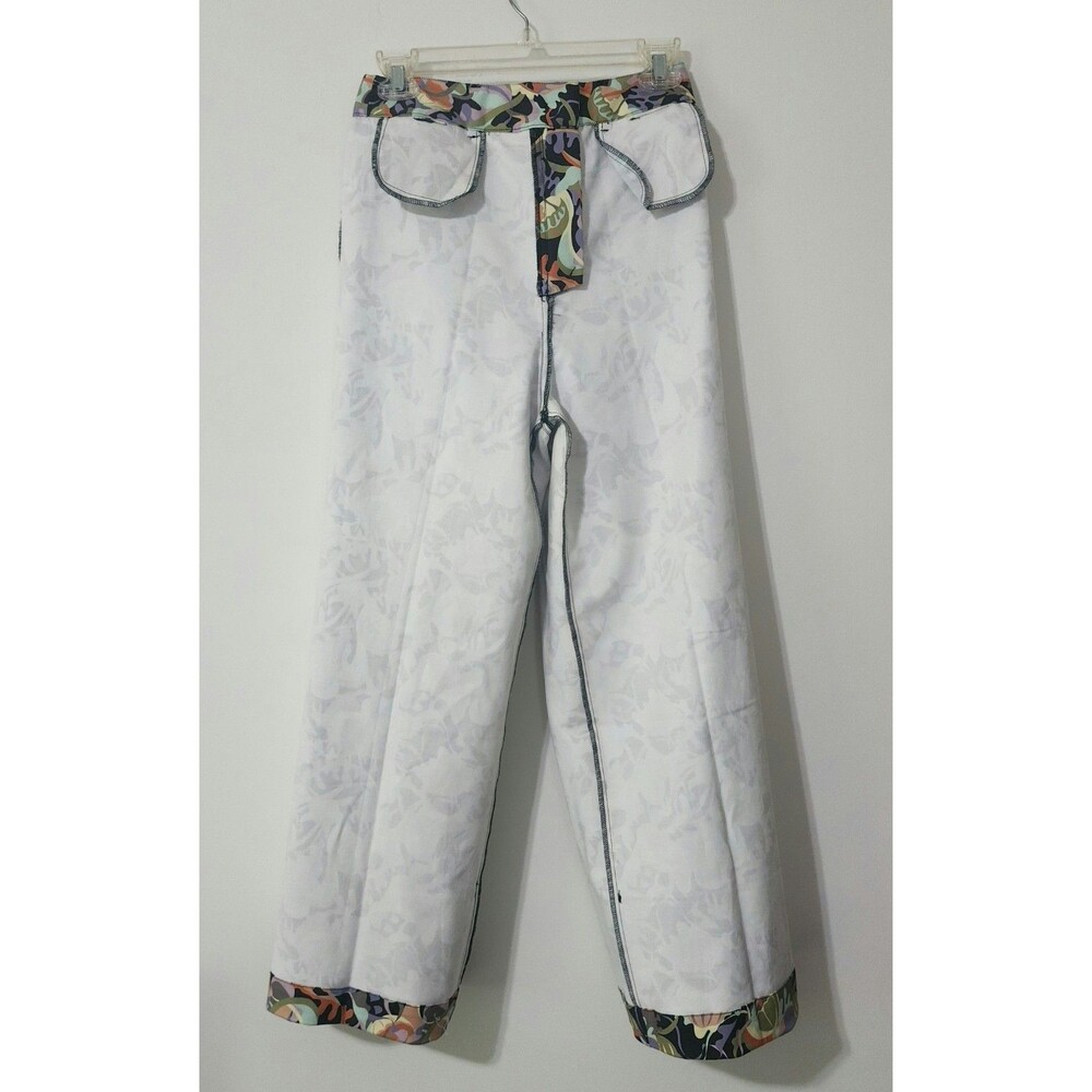NWT Tuckernuck Sassafras Abstract Wide Leg Cuffed Pants in Blue Floral Women's 4 - Picture 4 of 8
